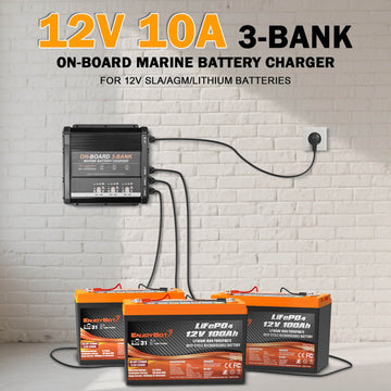 Enjoybot 3 Bank 12V 10A On-Board Marine Battery Charger
